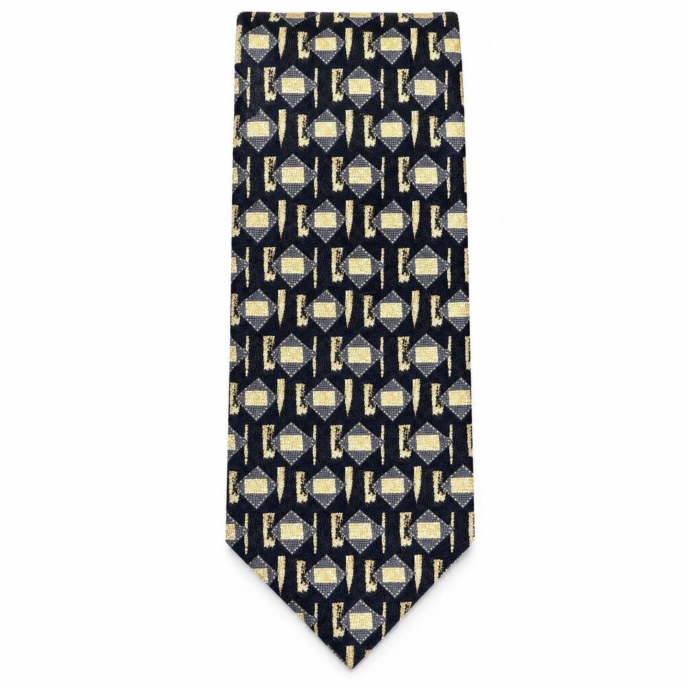 NEW Colours by Alexander Julian Silk Tie Abstract Gold Navy Deadstock 4" Width